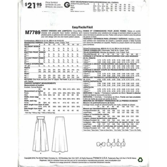 McCall's M7789 Misses 14 to 22 Cut Out Dresses and Jumpsuit Uncut Sewing Pattern - Picture 2 of 6